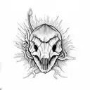 Dinosaurs skull and prehastoric flora tattoo design idea