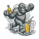 Sasquatch with Molotov cocktail   tattoo design idea