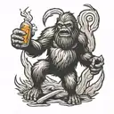 Sasquatch with Molotov cocktail   tattoo design idea