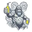 Sasquatch with Molotov cocktail   tattoo design idea