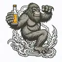 Sasquatch with Molotov cocktail   tattoo design idea