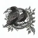 a dark celtic design with ravens and trees tattoo design idea