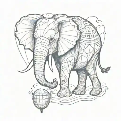 Elefant + hot air balloon tattoo design idea
