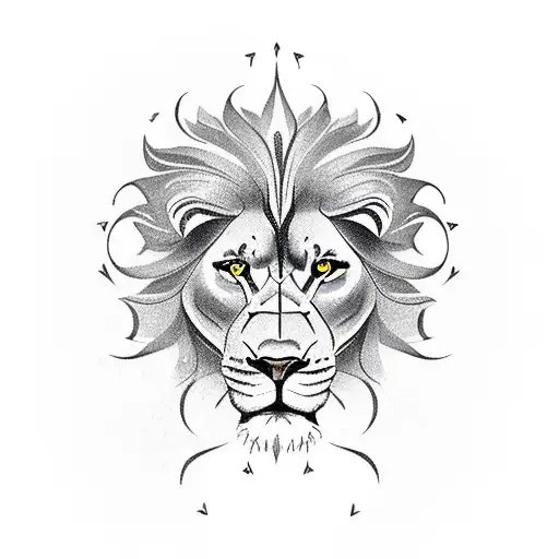 a man with a crossbow and beside of him a lion  tattoo design idea