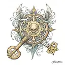 Key of success Turning dreams tattoo design idea