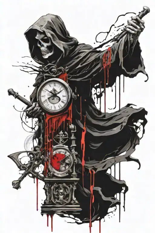 momento mori hour glass grim reaper tattoo design idea