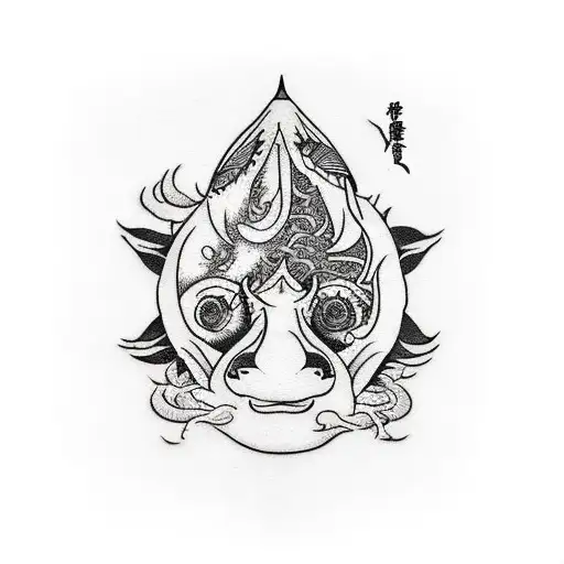 tuna and island tattoo design idea
