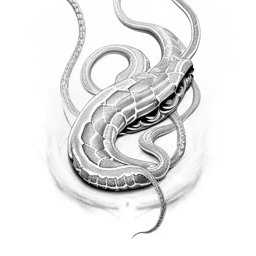Ribs with black mamba slithering through tattoo design idea