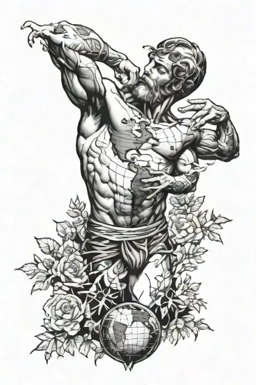 atlas holding the earth, with a quote tattoo design idea