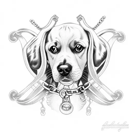 dog with 3 heads chained by angels tattoo design idea
