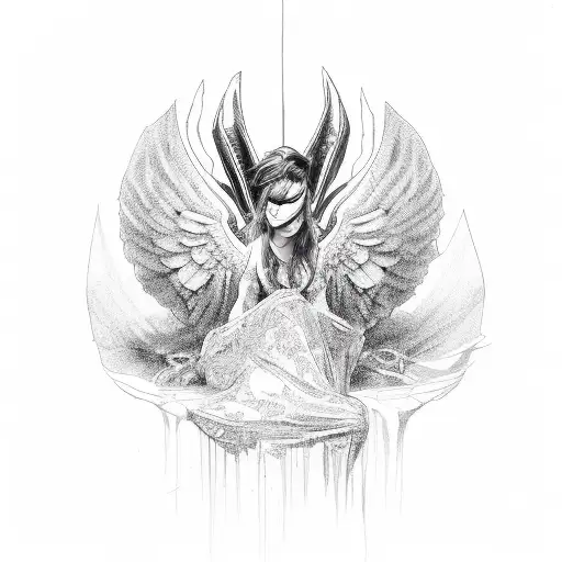 evil angel tattoo design idea