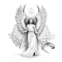 devil with wings kissing angel with wings realistic  tattoo design idea