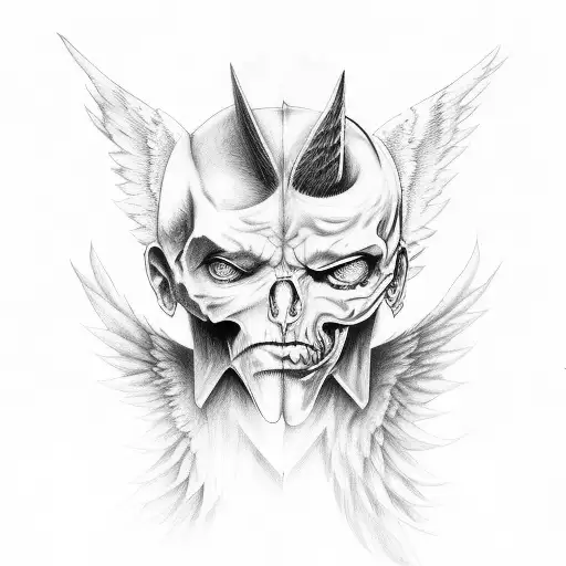 Angel and demon half and half tattoo design idea