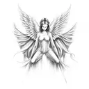 Angel and demon half and half tattoo design idea