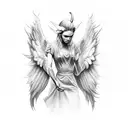 Angel and demon half and half tattoo design idea
