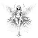 Angel and demon half and half tattoo design idea