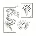 Make a tattoo that has the signs of Scorpio, Virgo and Gemini combined, representing each sign. tattoo design idea