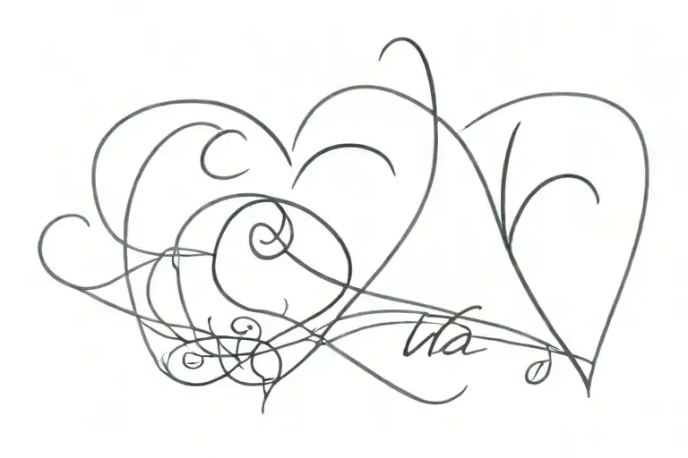 a design with the initials of my daughters Carla and Martina's names along with. a heart tattoo design idea