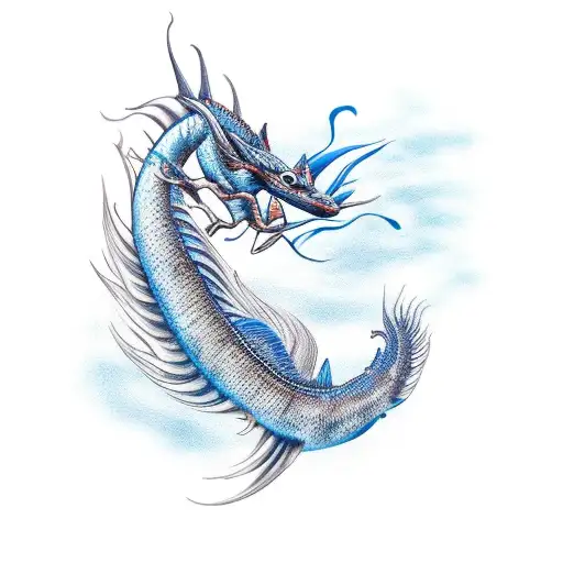 blue seadragon forearm tattoo design idea