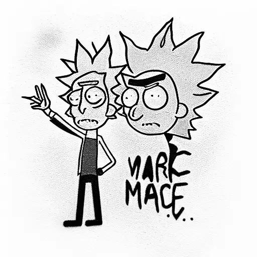Rick Sanchez and Morty on the Mars tattoo design idea