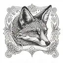 Incorporate elements of bartending tools into a dotwork tattoo design featuring a tilki (fox) tattoo design idea