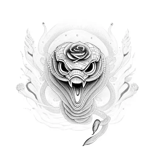 cobra com rosas tattoo design idea