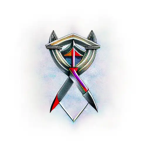 viking arrow with word "worthy" tattoo design idea