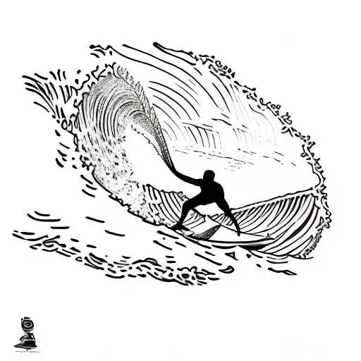Rafael leao standing low surfing on a wave tattoo design idea