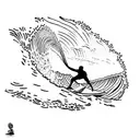 Rafael leao standing low surfing on a wave tattoo design idea