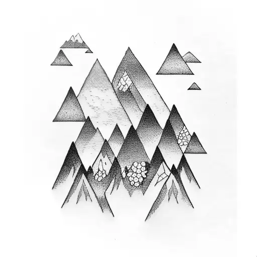carpentry mountains wood forest tattoo design idea