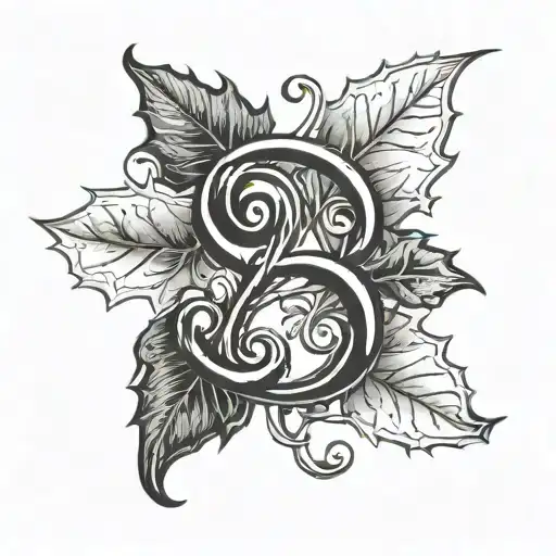 two oak leaves and an ampersand stylized tattoo design idea