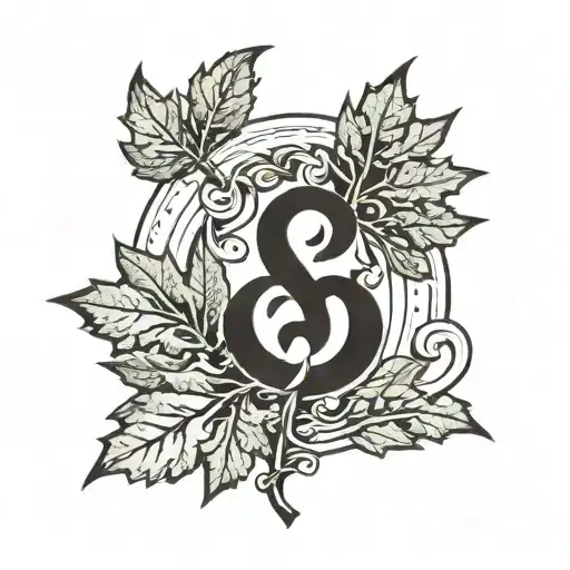 two oak leaves and an ampersand stylized tattoo design idea