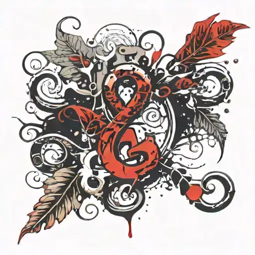 two oak leaves and an ampersand stylized tattoo design idea