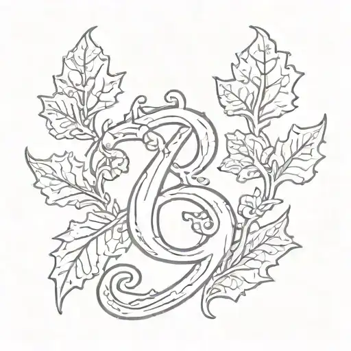 two oak leaves and an ampersand stylized tattoo design idea