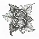 two oak leaves and an ampersand stylized tattoo design idea