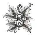 two oak leaves and an ampersand stylized tattoo design idea