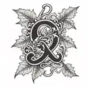 two oak leaves and an ampersand stylized tattoo design idea