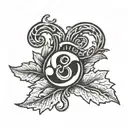 two oak leaves and an ampersand stylized tattoo design idea