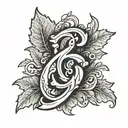 two oak leaves and an ampersand stylized tattoo design idea