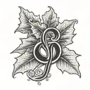 two oak leaves and an ampersand stylized tattoo design idea