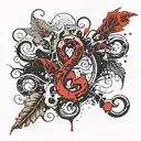 two oak leaves and an ampersand stylized tattoo design idea