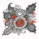 two oak leaves and an ampersand stylized tattoo design idea