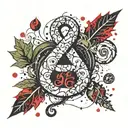 two oak leaves and an ampersand stylized tattoo design idea