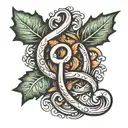 two oak leaves and an ampersand stylized tattoo design idea