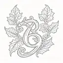 two oak leaves and an ampersand stylized tattoo design idea