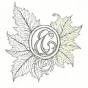 two oak leaves and an ampersand stylized tattoo design idea