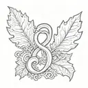 two oak leaves and an ampersand stylized tattoo design idea