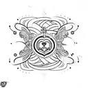 A tattoo design that combines a heartbeat line with a halo to represent the eternal love and connection with your late uncle and cousin tattoo design idea
