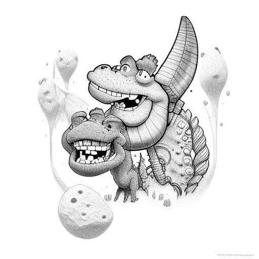 fred and barney from the flintstones new old school style  tattoo design idea