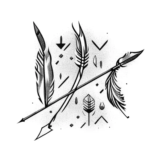 Arrow with feathers tattoo design idea
